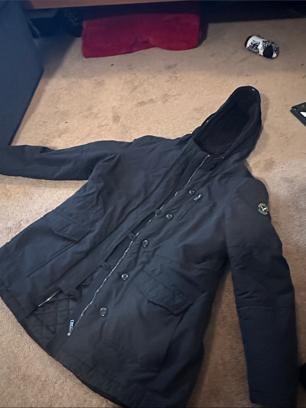 American Eagle Outfitters Black Hooded Puffer Coat